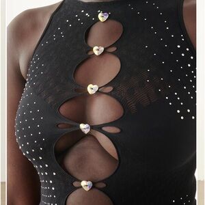 Poster girl Rhinestoned Janice Jumpsuit Jet Black